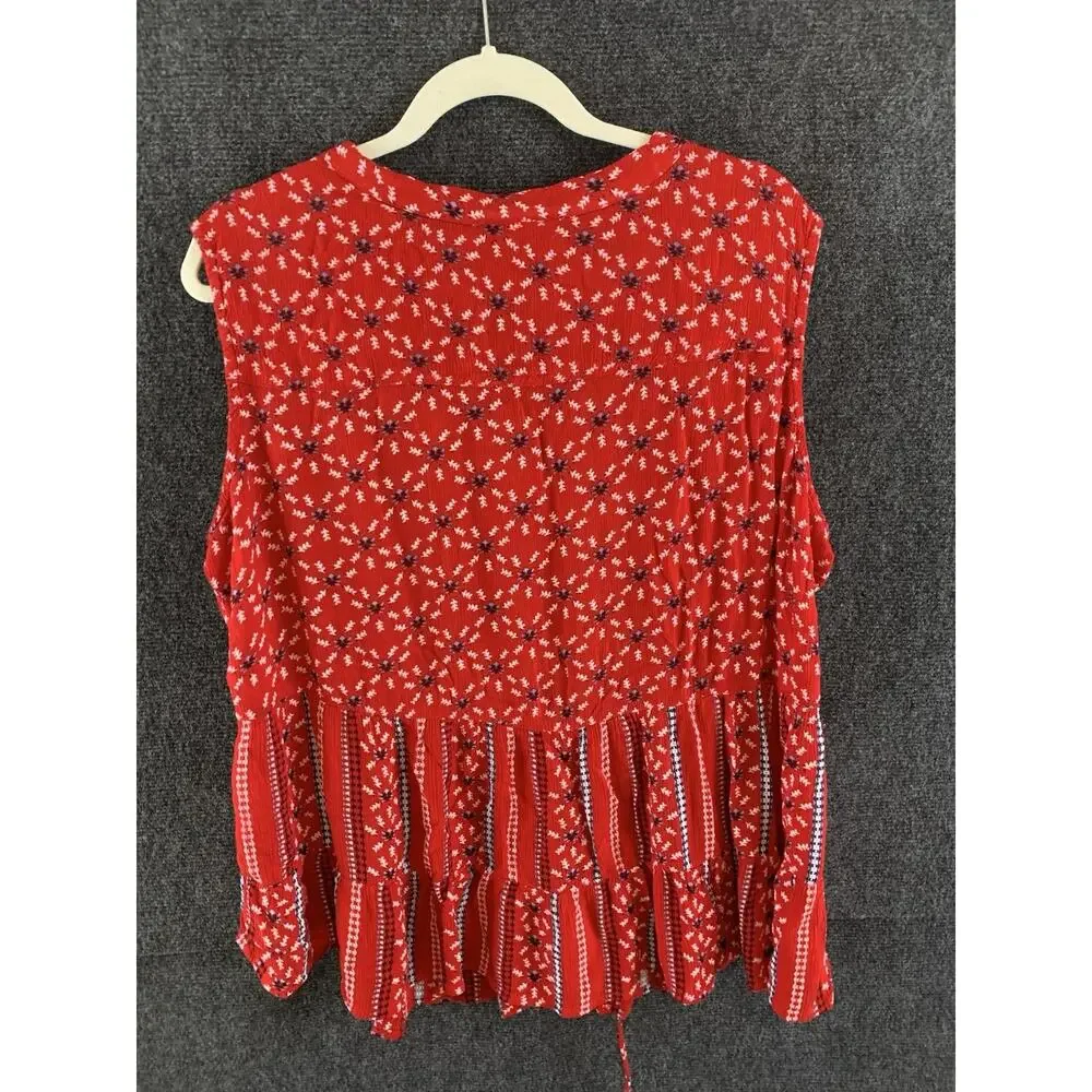 Style & Co. Top Shirt Blouse Sleeveless Boho Rayon Red Blue Size 2X